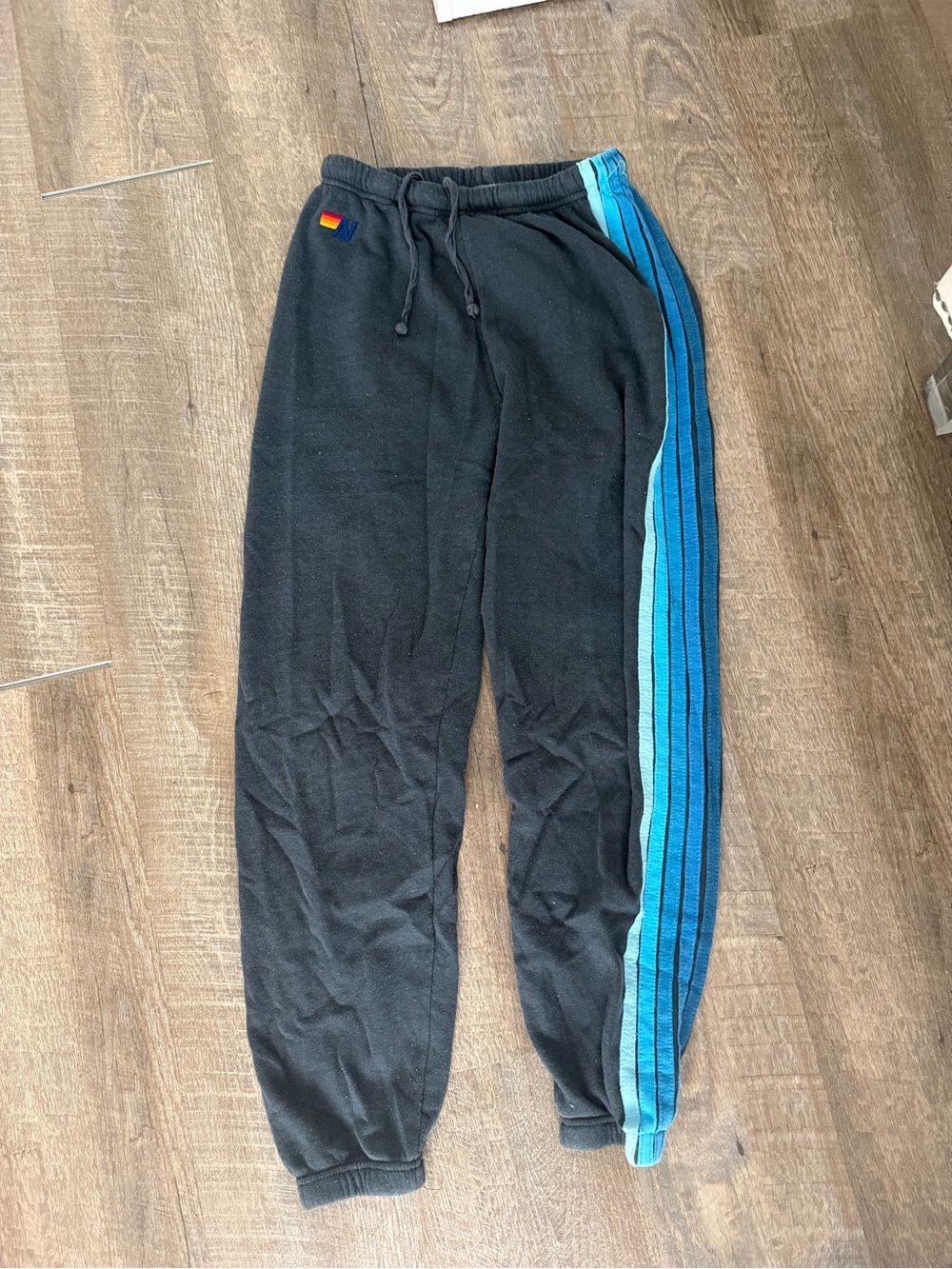 Aviator Nation 5 Stripe Charcoal Grey and Blue Sweatpants in size Medium